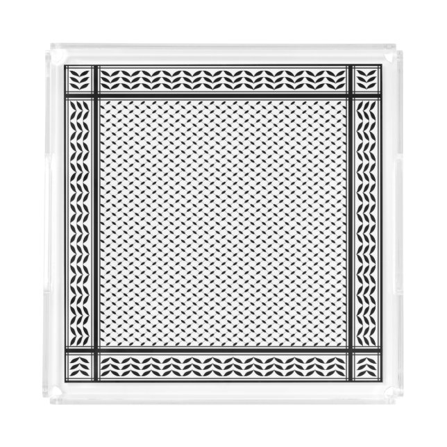 Keffiyeh Symbol of Palestine Resistance Pattern Acrylic Tray (Front)