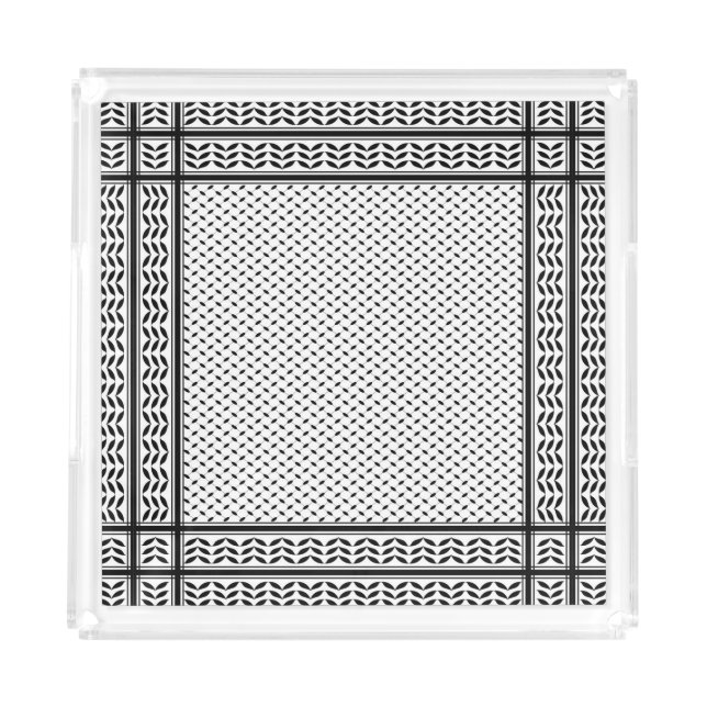 Keffiyeh Symbol of Palestine Resistance Pattern Acrylic Tray (Front)