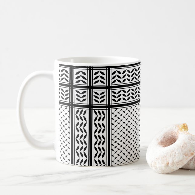 Keffiyeh Symbol of Palestine Resistance Pattern Coffee Mug (With Donut)