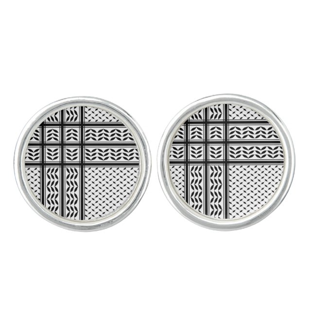 Keffiyeh Symbol of Palestine Resistance Pattern Cufflinks (Front)