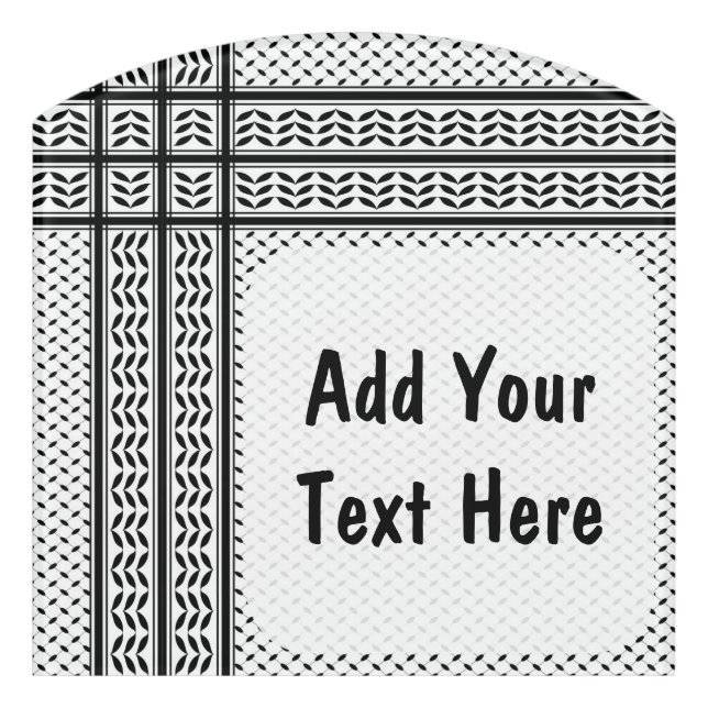 Keffiyeh Symbol of Palestine Resistance Pattern Door Sign (Contour Front)