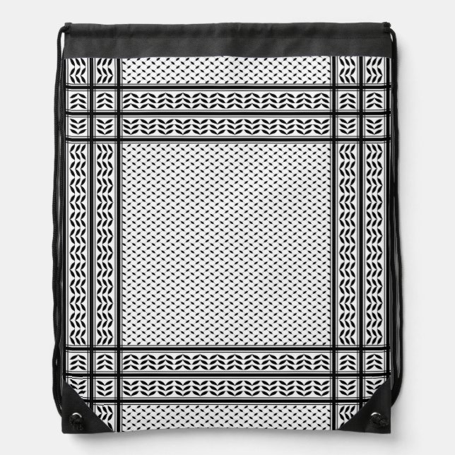 Keffiyeh Symbol of Palestine Resistance Pattern Drawstring Bag (Front)