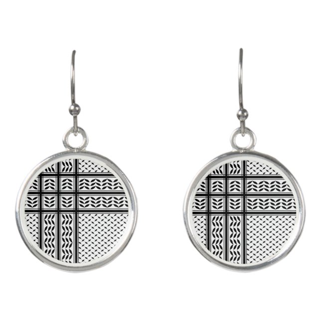 Keffiyeh Symbol of Palestine Resistance Pattern Earrings (Front)