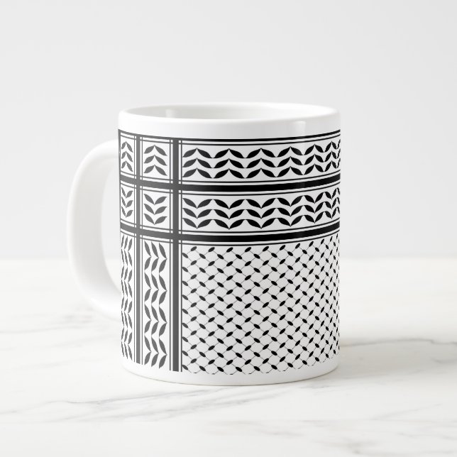 Keffiyeh Symbol of Palestine Resistance Pattern Giant Coffee Mug (Front Left)