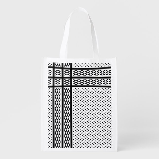 Keffiyeh Symbol of Palestine Resistance Pattern Grocery Bag (Front)