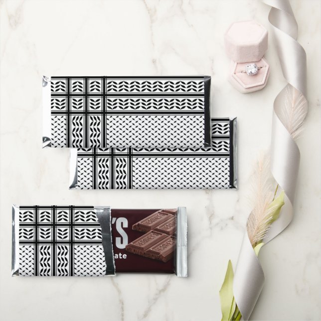 Keffiyeh Symbol of Palestine Resistance Pattern Hershey Bar Favors (Front)