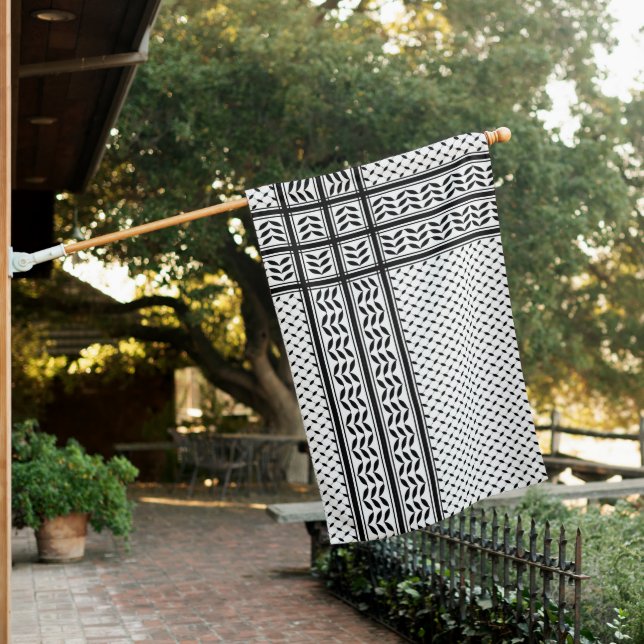 Keffiyeh Symbol of Palestine Resistance Pattern House Flag (In SItu)