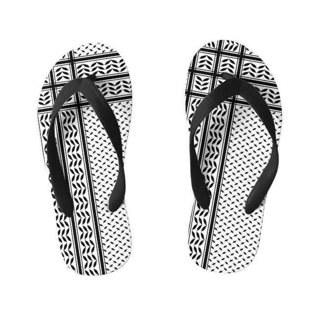 Keffiyeh Symbol of Palestine Resistance Pattern Kid's Flip Flops (Footbed)