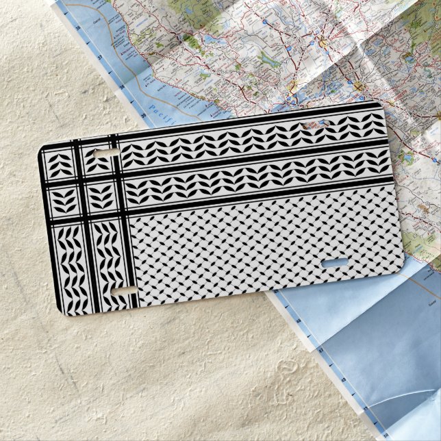 Keffiyeh Symbol of Palestine Resistance Pattern License Plate (In Situ)