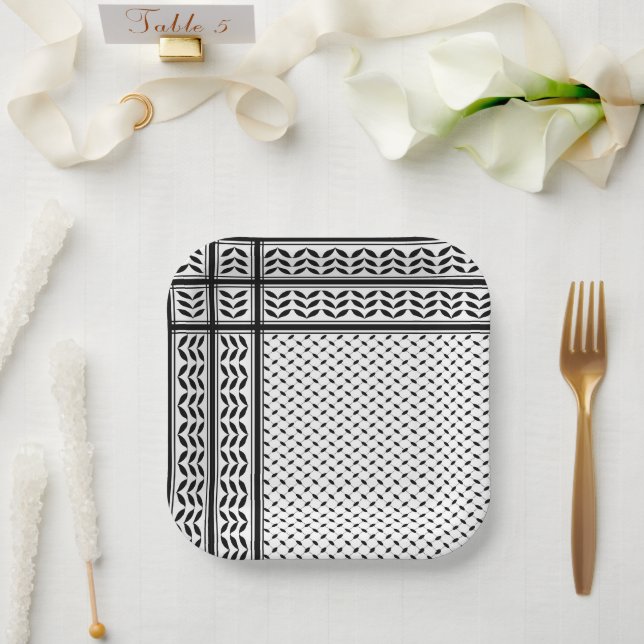 Keffiyeh Symbol of Palestine Resistance Pattern Paper Plates (Wedding)