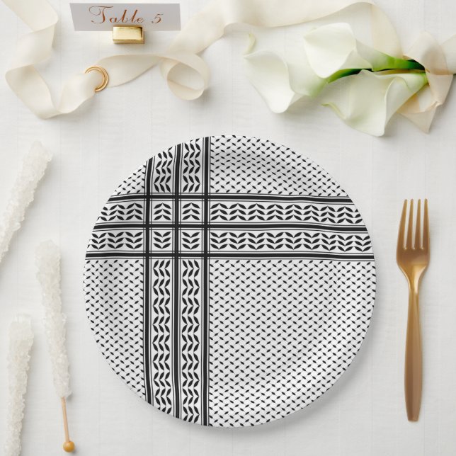 Keffiyeh Symbol of Palestine Resistance Pattern Paper Plates (Wedding)