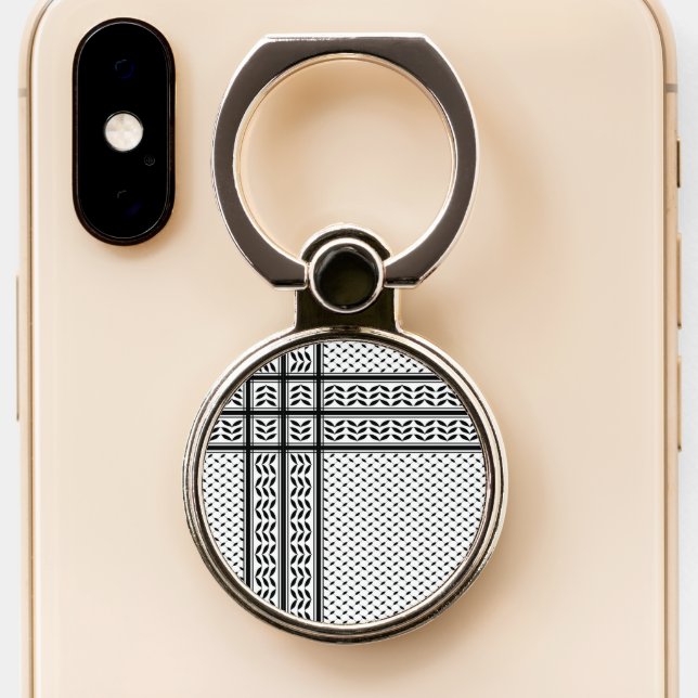 Keffiyeh Symbol of Palestine Resistance Pattern Phone Ring Stand (Close Up)