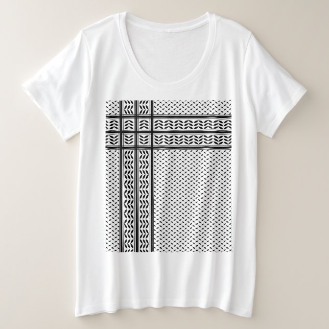 Keffiyeh Symbol of Palestine Resistance Pattern Plus Size T-Shirt (Design Front)