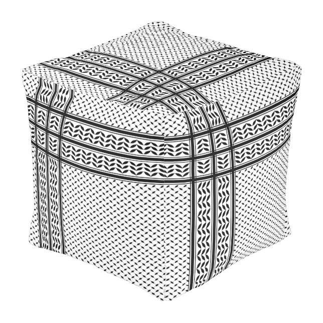 Keffiyeh Symbol of Palestine Resistance Pattern Pouf (Angled Back)
