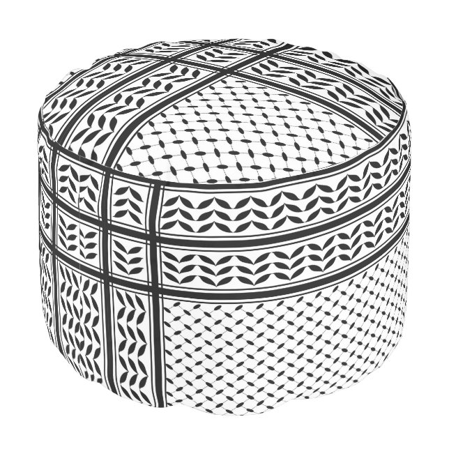 Keffiyeh Symbol of Palestine Resistance Pattern Pouf (Angled Back)