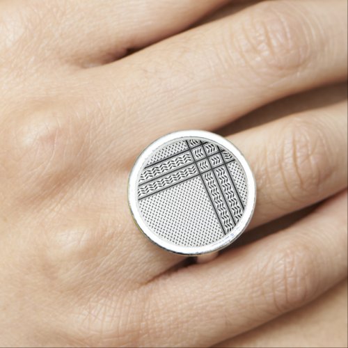 Keffiyeh Symbol of Palestine Resistance Pattern Ring