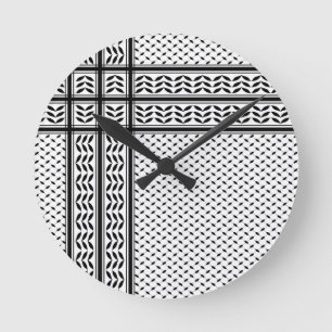 Keffiyeh Symbol of Palestine Resistance Pattern Round Clock