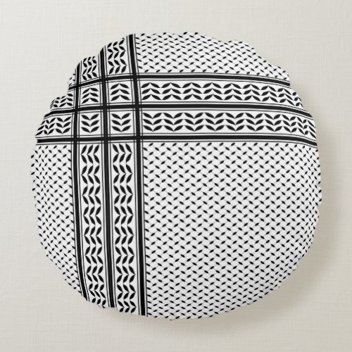 Keffiyeh Symbol of Palestine Resistance Pattern Round Pillow