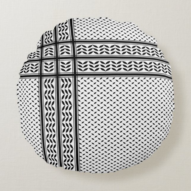 Keffiyeh Symbol of Palestine Resistance Pattern Round Pillow (Front)