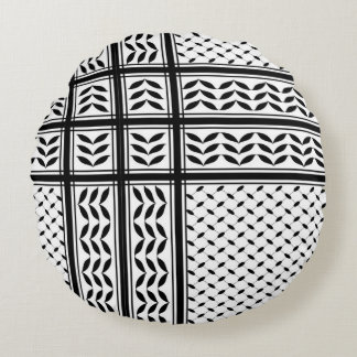 Keffiyeh Symbol of Palestine Resistance Pattern Round Pillow