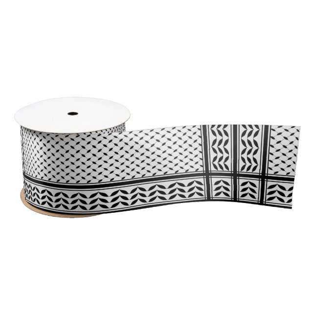 Keffiyeh Symbol of Palestine Resistance Pattern Satin Ribbon (Spool)