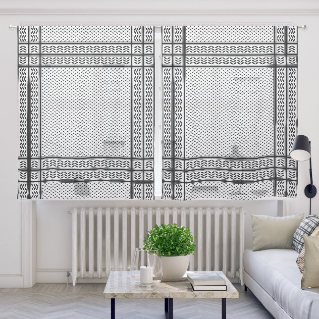 Keffiyeh Symbol of Palestine Resistance Pattern Sheer Curtains (Living Room)