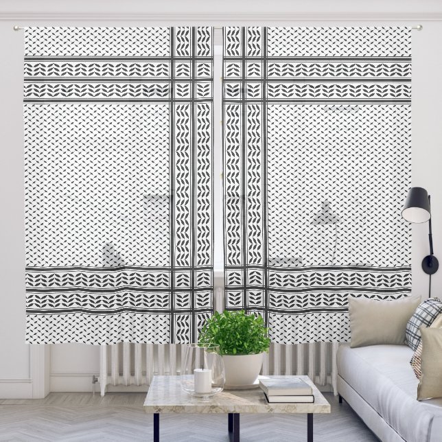 Keffiyeh Symbol of Palestine Resistance Pattern Sheer Curtains (Living Room)