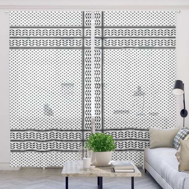 Keffiyeh Symbol of Palestine Resistance Pattern Sheer Curtains (Living Room)