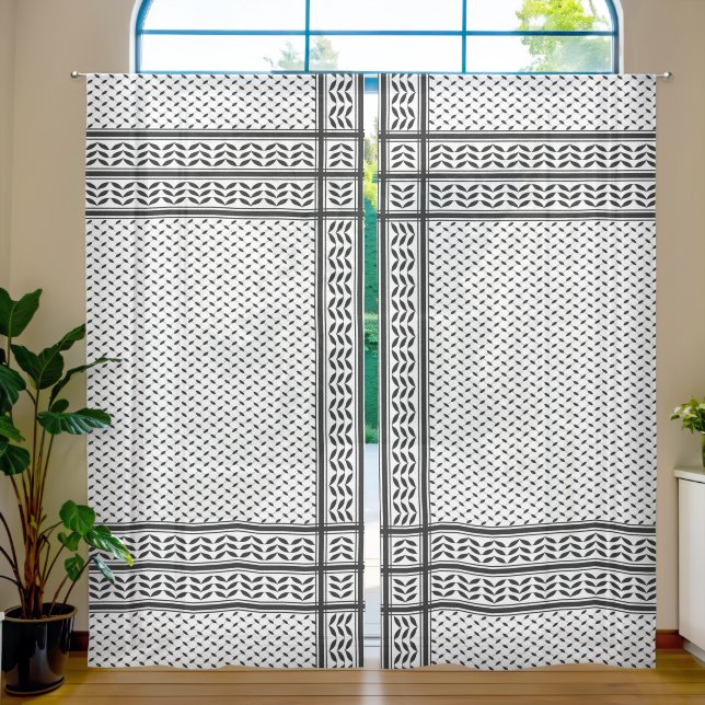Keffiyeh Symbol of Palestine Resistance Pattern Sheer Curtains (Living Room)