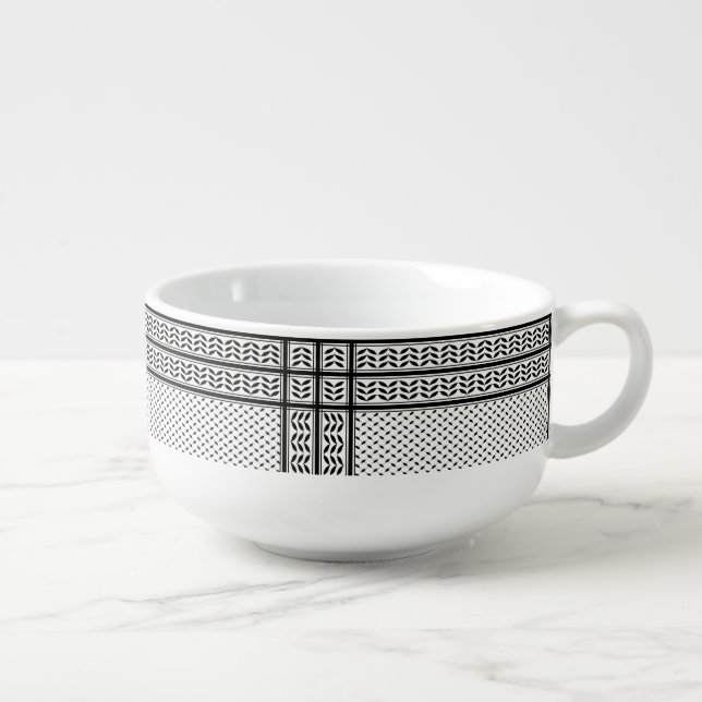 Keffiyeh Symbol of Palestine Resistance Pattern Soup Mug (Left)