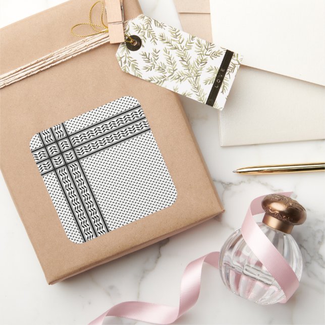 Keffiyeh Symbol of Palestine Resistance Pattern Square Sticker (Gifting)