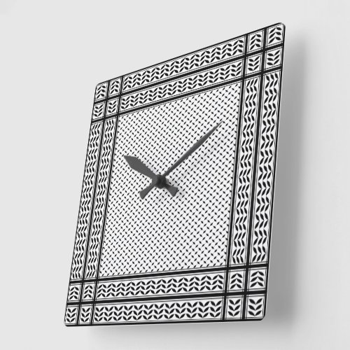 Keffiyeh Symbol of Palestine Resistance Pattern Square Wall Clock