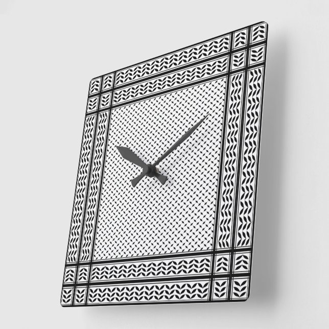 Keffiyeh Symbol of Palestine Resistance Pattern Square Wall Clock (Angle)