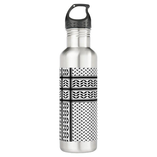 Keffiyeh Symbol of Palestine Resistance Pattern Stainless Steel Water Bottle (Front)