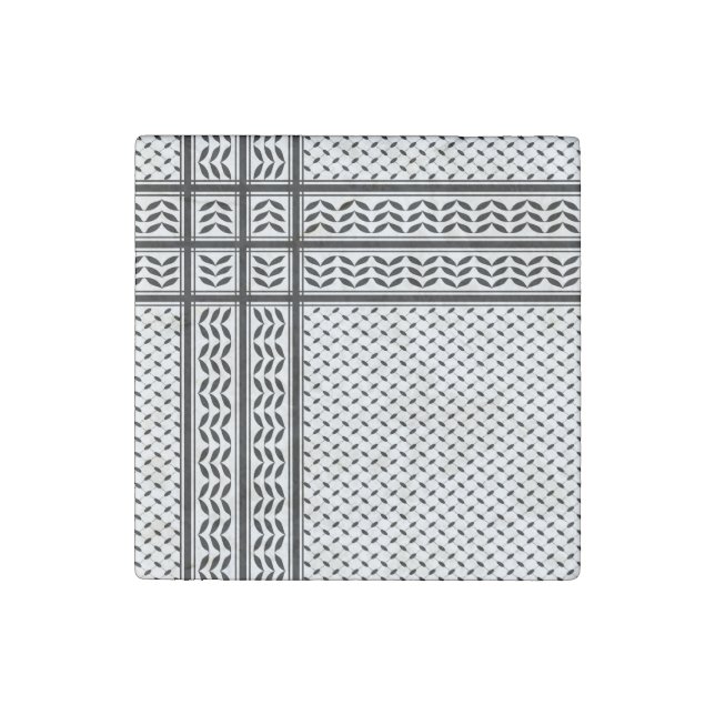 Keffiyeh Symbol of Palestine Resistance Pattern Stone Magnet (Front)