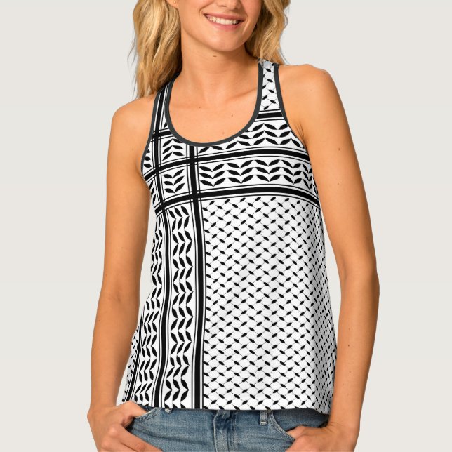 Keffiyeh Symbol of Palestine Resistance Pattern Tank Top (Front)