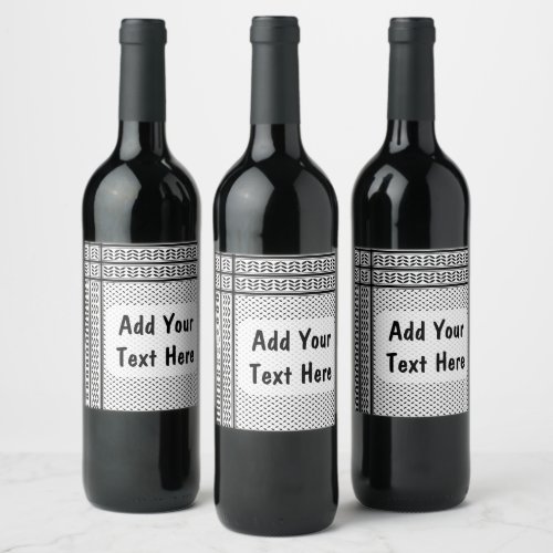 Keffiyeh Symbol of Palestine Resistance Pattern Wine Label