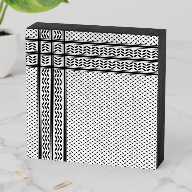 Keffiyeh Symbol of Palestine Resistance Pattern Wooden Box Sign (In Situ Horizontal)