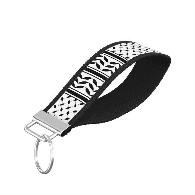 Keffiyeh Symbol of Palestine Resistance Pattern Wrist Keychain (Angled Down)
