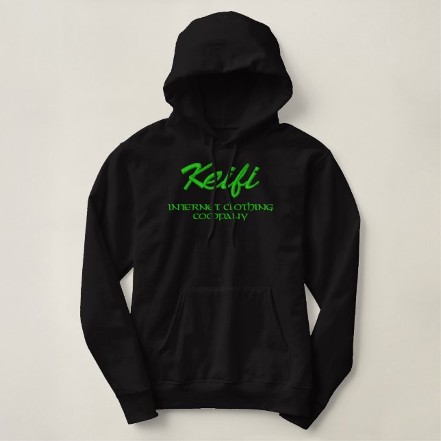 Keifi Internet Clothing Company Green Embroidered Hoodie (Design Front)
