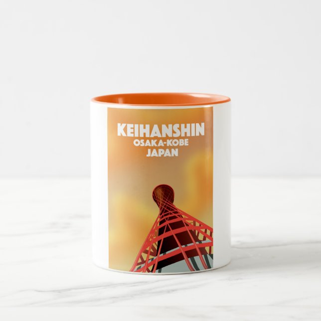 Keihanshin Osaka Kobe Japan Travel poster Two-Tone Coffee Mug (Center)