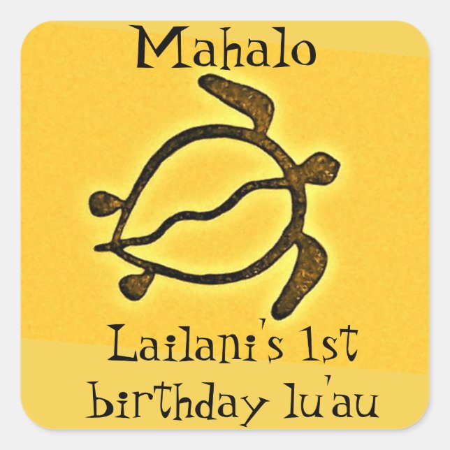 Keiki First Birthday Luau Thank You Favor Square Sticker (Front)