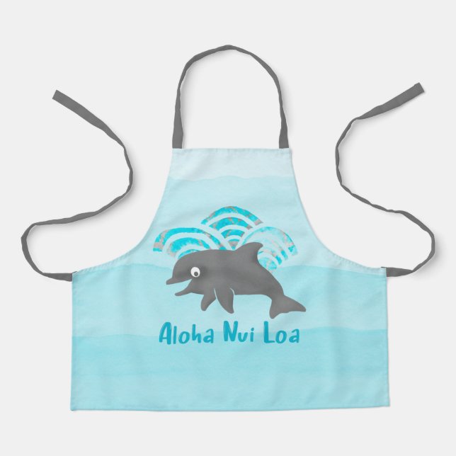 Keiki Watercolor Dolphin Wave Apron (Front)