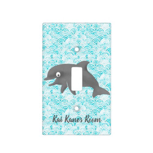 Keiki Watercolor Dolphin Wave Engineer Light Switch Cover