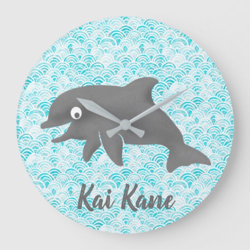 Keiki Watercolor Dolphin Wave Large Clock