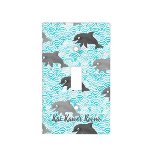 Keiki Watercolor Dolphin Wave Light Switch Cover