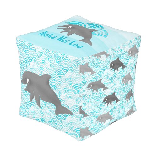 Keiki Watercolor Dolphin Wave Pouf