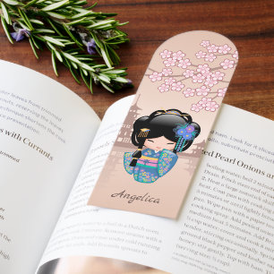 Keiko Kokeshi Doll Blue Kimono Geisha Girl Bookmarks