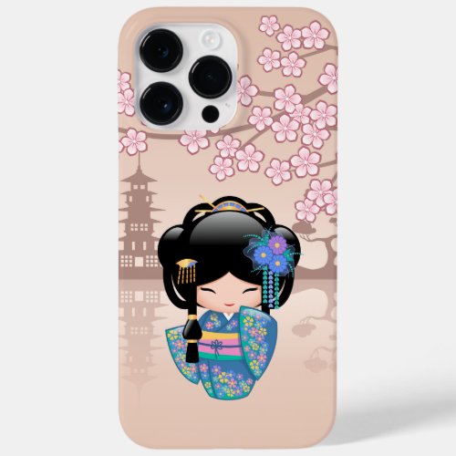 Keiko Kokeshi Doll _ Blue Kimono Geisha Girl Case_Mate iPhone 14 Pro Max Case