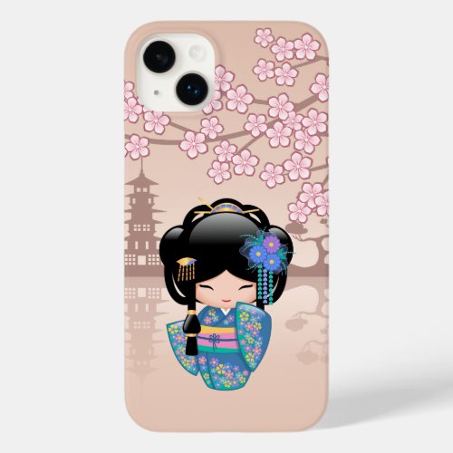 Keiko Kokeshi Doll _ Blue Kimono Geisha Girl Case_Mate iPhone 14 Plus Case